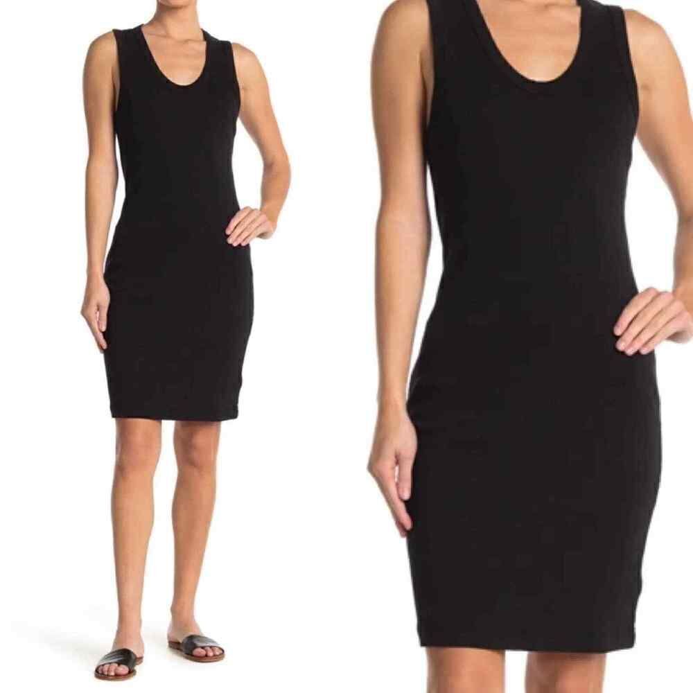 Standard James Perse Ruched Knit Tank Midi Dress Staple Piece Quiet Luxury